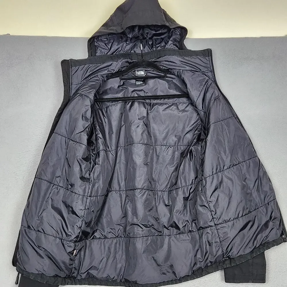 North Face Jacket Mens Small Black Hooded Insulated Softshell Full Zip Winter